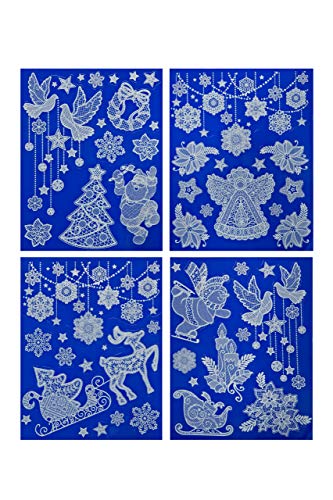 Heitmann Deco Weihnachten Fensterbilder - Nostalgische Fensterdekoration selbstklebend - Weihnachtsdeko Advent - Weiß mit Glitzer von HEITMANN DECO