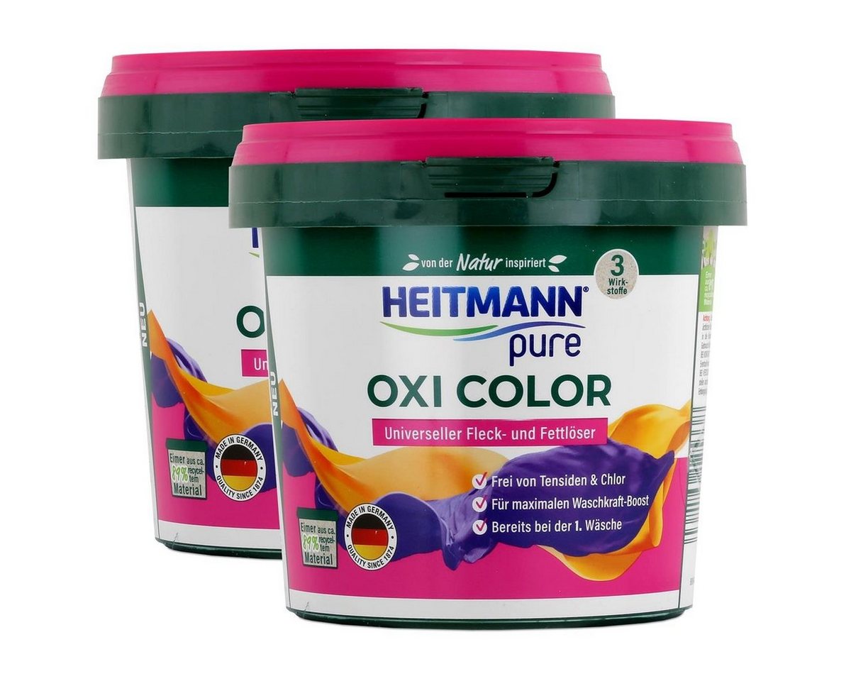 HEITMANN Heitmann pure Oxi Color 500g - Universeller Fleck- und Fettlöser (2er Colorwaschmittel von HEITMANN