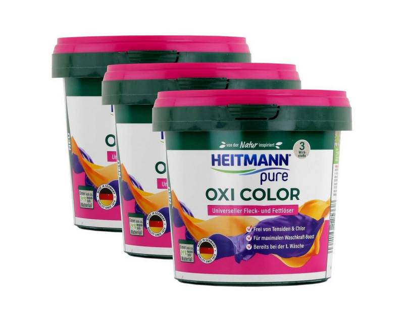 HEITMANN Heitmann pure Oxi Color 500g - Universeller Fleck- und Fettlöser (3er Colorwaschmittel von HEITMANN
