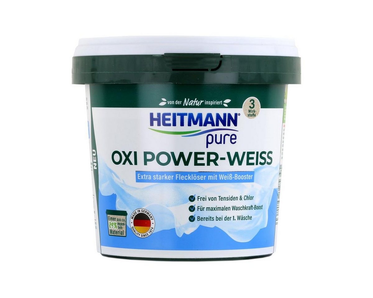 HEITMANN Heitmann pure Oxi Power-Weiss 500g - Flecklöser mit Weiß-Booster (1er Vollwaschmittel von HEITMANN