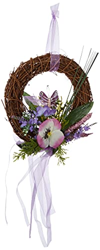 HEITMANN DECO Wandkranz mit Schmetterling und künstlichen Blumen - Türkranz Frühling - Dekoration - Natur, Lila von HEITMANN DECO