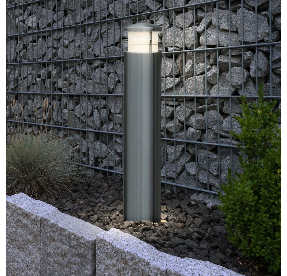 HEITRONIC Sockelleuchten, Leuchtmittel nicht inklusive, Außenlampe Wegelampe Stehleuchte Garten IP44 Edelstahl silber E27 60cm von HEITRONIC