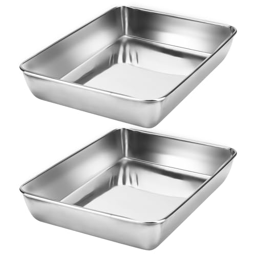 HEIYUET 2er Set 30 x 24 x 5cm Backblech Edelstahl klein, Rechteckig Auflaufform Fettpfanne Ofenblech Kuchenblech, Tiefes Backblech Fettpfanne Ofenform zum Backen Braten Servieren, Spülmaschinenfest HEIYUET 2er Set 30 x 24 x 5cm Backblech Edelstahl klein, Rechteckig Auflaufform Fettpfanne Ofenblech Kuchenblech, Tiefes Backblech Fettpfanne Ofenform zum Backen Braten Servieren, Spülmaschinenfest von HEIYUET