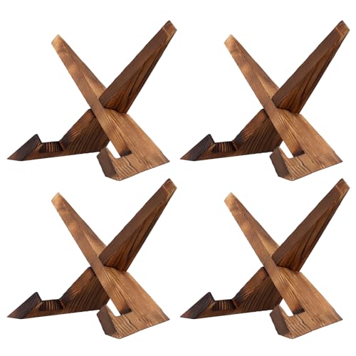 HEIYUET 4 Stück Tellerständer Holz Fotoständer, Bilderrahmen Ständer Tellerhalter Aufsteller Holz Display Ständer für Menüs, Fotos, Rezepte, Zeitschriften, 21,5 x 12,5 x 16,5 cm von HEIYUET