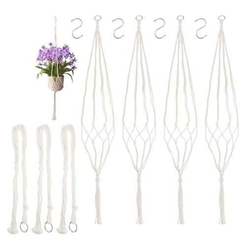 HEIYUET 8er Set Makramee Blumenampel, 95cm Lang Boho Deko Baumwollseil Hängeampel Blumentopf Hängend Pflanzenaufhänger für Innen Außen Decken Balkone Wanddekoration von HEIYUET