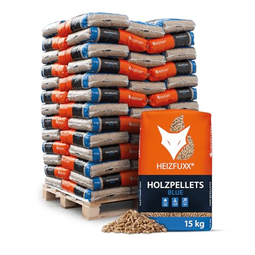 HEIZFUXX Holzpellets Blue Heizpellets Weichholz Wood Pellet Öko Energie Heizung Kessel Sackware 6mm 15kg x 65 Sack 975kg / 1 Palette Paligo von HEIZFUXX