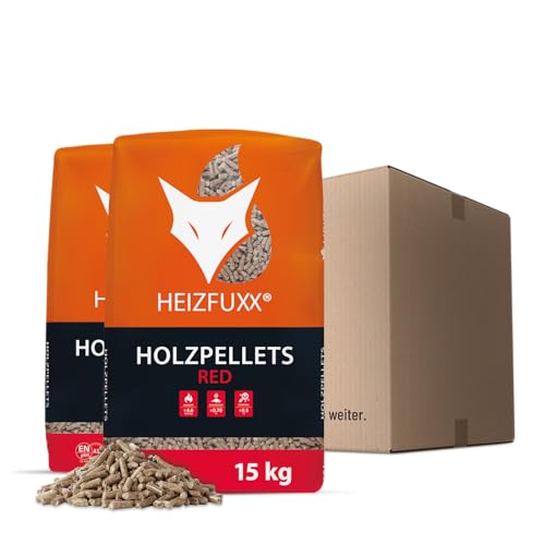 HEIZFUXX Holzpellets Red Heizpellets Hartholz Wood Pellet Öko Energie Heizung Kessel Sackware 6mm 15kg x 2 Sack 30kg / 1 Karton Paligo von HEIZFUXX