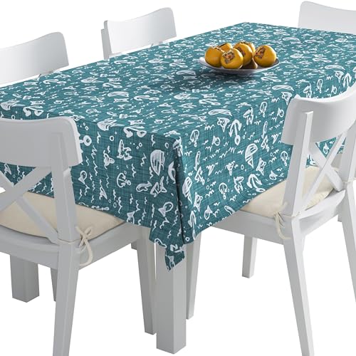 HEKO PANELS Tischdecke Wasserabweisend Abwaschbar 140 x 110 cm Tischtuch Outdoor Gartentischdecke Fleckschutz Tafeldecke Segelboote Anker von HEKO PANELS