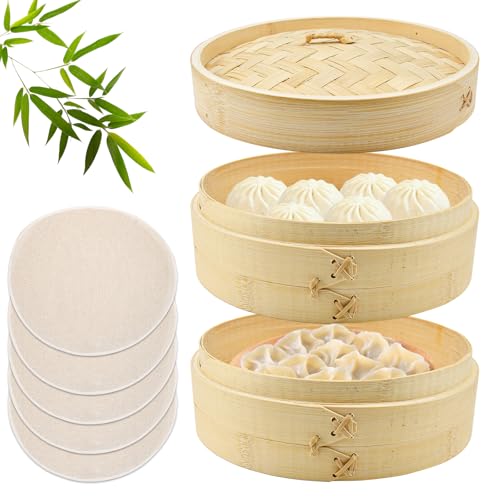 HEKOBAG Dampfgarer Dampfkorb Bambus Bambusdämpfer mit 2 Etagen Dampftopf Bambus Dämpfaufsatz Ø 21,1 cm Bamboo Dampfer mit Deckel Dampfgaren Bambuskorb für Reis Fisch Dim Sum Gemüse Fleisch Knödel HEKOBAG Dampfgarer Dampfkorb Bambus Bambusdämpfer mit 2 Etagen Dampftopf Bambus Dämpfaufsatz Ø 21,1 cm Bamboo Dampfer mit Deckel Dampfgaren Bambuskorb für Reis Fisch Dim Sum Gemüse Fleisch Knödel von HEKOBAG