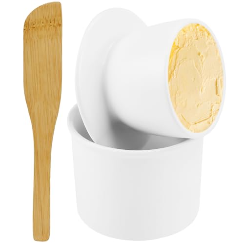 HEKOBAG Französische Butterdose Keramik Buttertopf Französisch Butterglocke Porzellan Französisches Butterfass mit Deckel Buttermesser Keramische Butterbehälter für Frische und Streichfähige Butter von HEKOBAG