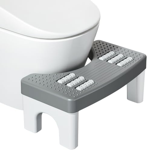 HEKOBAG Toilettenhocker Erwachsene Plastik Klohocker Kackhocker für Erwachsene Grau WC Hocker Toilette 38,5 x 20 x 18 cm Badezimmer Toilettenhocker gegen Hämorrhoiden Verstopfung Reizdarm Blähungen von HEKOBAG