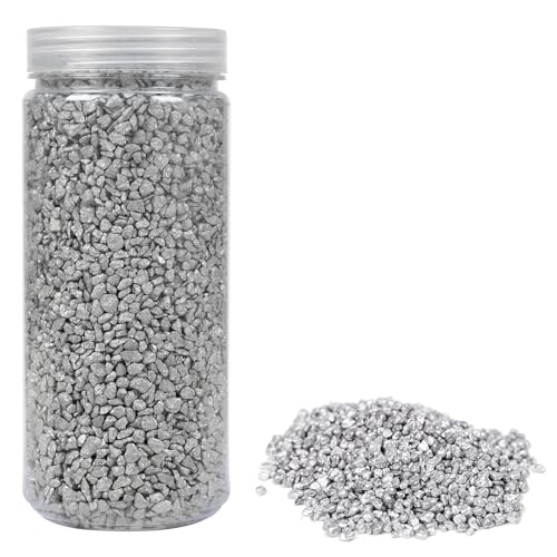 HEKU grobkörniges Deko-Granulat in silber, ca. 750g I Vielseitig Einsetzbar I Ideal für Hochzeiten und Bastelprojekte I Wiederverschließbare Dose von Heku