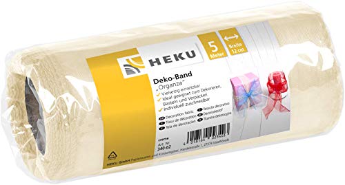 HEKU 30340-02: Organza Deko-Band, 5m x 12cm, creme von Heku