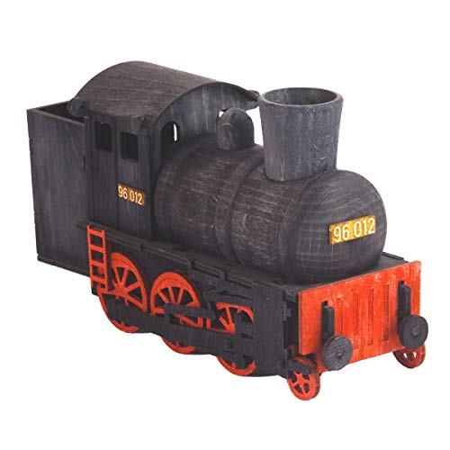 Dampfende Räucherlokomotive in schwarz aus Holz Original Erzgebirge von HELA