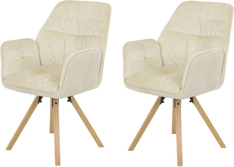 HELA Esszimmerstuhl BEATRIX (Set, 2 St), Auto-Return 270°, Gestell Massivholz, Materialkombi von HELA