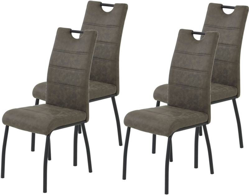 HELA 4-Fußstuhl PETRA (Set, 4 St), Vierfußstuhl, Vintage Optik, mit Griff, Rundrohrgestell von HELA