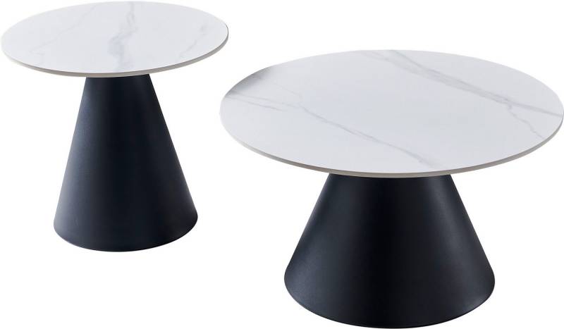 HELA Couchtisch DUSTIN (Set, 2-St), 2er Set Couchtisch, rund, Sintered Stone, Gestell kegelförmig von HELA