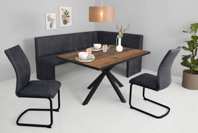 HELA Essgruppe SPREE, (4-tlg), Esstisch 140x90 cm mit Dickkante, Microfaserbezug von HELA