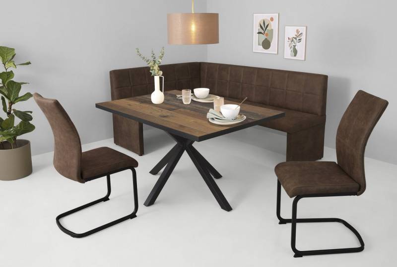 HELA Essgruppe SPREE, (4-tlg), Esstisch 140x90 cm mit Dickkante, Microfaserbezug von HELA