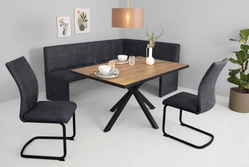 HELA Essgruppe SPREE, (4-tlg), Esstisch 140x90 cm mit Dickkante, Microfaserbezug von HELA