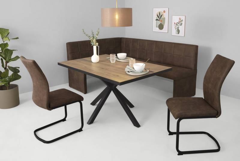 HELA Essgruppe SPREE, (4-tlg), Esstisch 140x90 cm mit Dickkante, Microfaserbezug von HELA