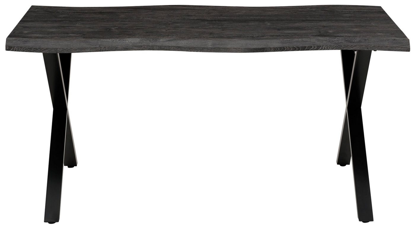 HELA Esstisch GRETA, Baumkantentisch (Nachbildung), versch. Größen, X-Gestell, 46mm Stärke von HELA