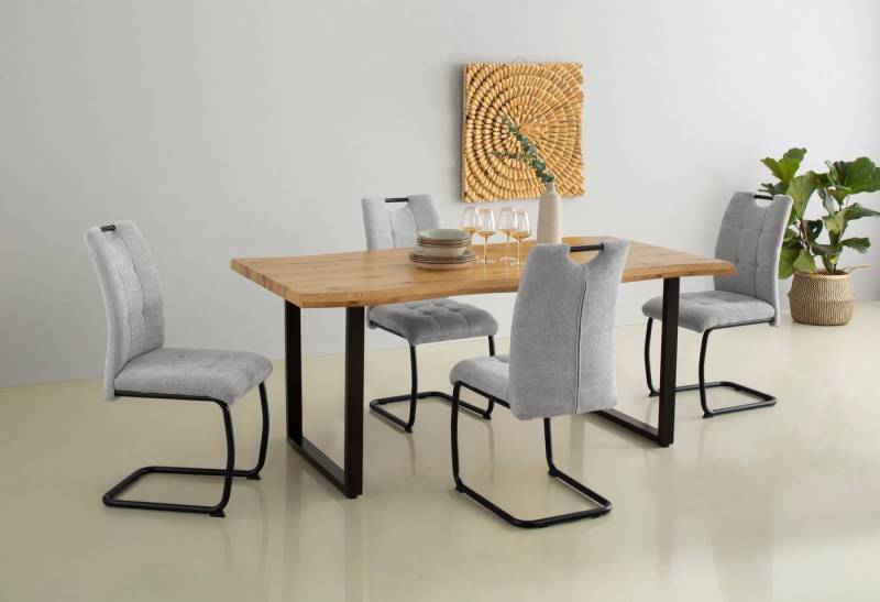 HELA Freischwinger LEONA Esszimmerstuhl (Set, 4 St), Küchenstuhl, für den Esstisch, in Teddyoptik von HELA