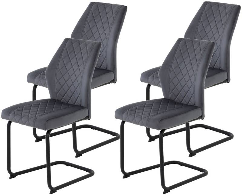 HELA Freischwinger Freischwinger DALLAS 140kg belastbar, mit Rautensteppung (Set, 4 St), Esszimmerstuhl, Rücken und Sitz ergonomisch gepolstert von HELA