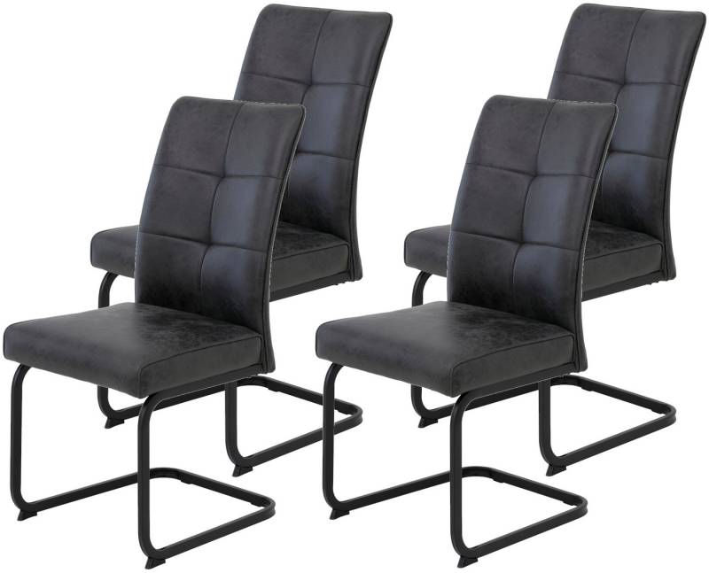 HELA Freischwinger Freischwinger TOLEDO mit Komfortsitz, gepolstert, Bezug Microfaser (Set, 4 St), Esszimmerstuhl, pflegeleicht, Vierkantrohrgestell pulverbeschichtet von HELA
