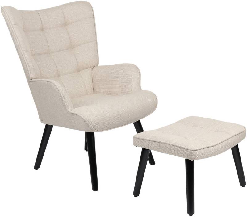 HELA Loungesessel PAROS (Set, 2-St., Sessel mit Hocker), Sessel mit Hocker,Loungesessel,4-Fuß Massiv,Webstoff,Armlehnen von HELA