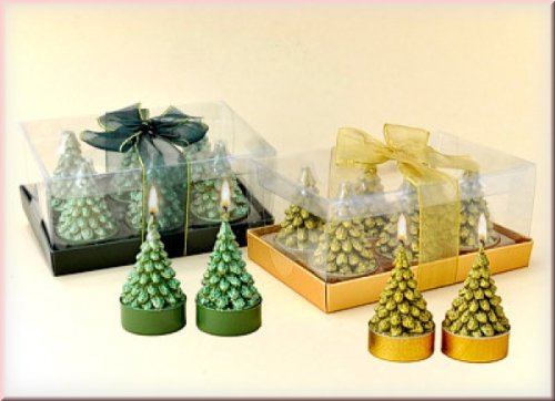 Tannenbaum Teelichte 6-teiliges Set für Teelichthalter, 6x grün und 6x gelb – 2 Packungen von HELA
