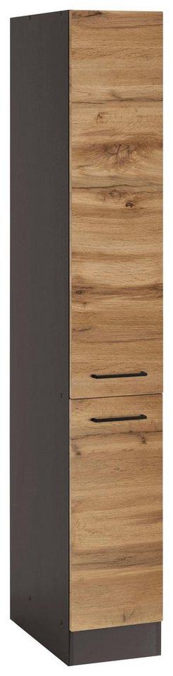 KOCHSTATION Apothekerschrank KS-Tulsa 30 cm breit, 200 cm hoch, mit 2 Auszügen, Metallgriff, MDF Front von KOCHSTATION