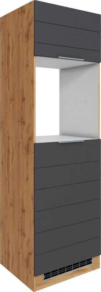 Kochstation Backofenumbauschrank KS-Luhe 60 cm breit, hochwertige MDF-Fronten mit waagerechter Lisene von Kochstation