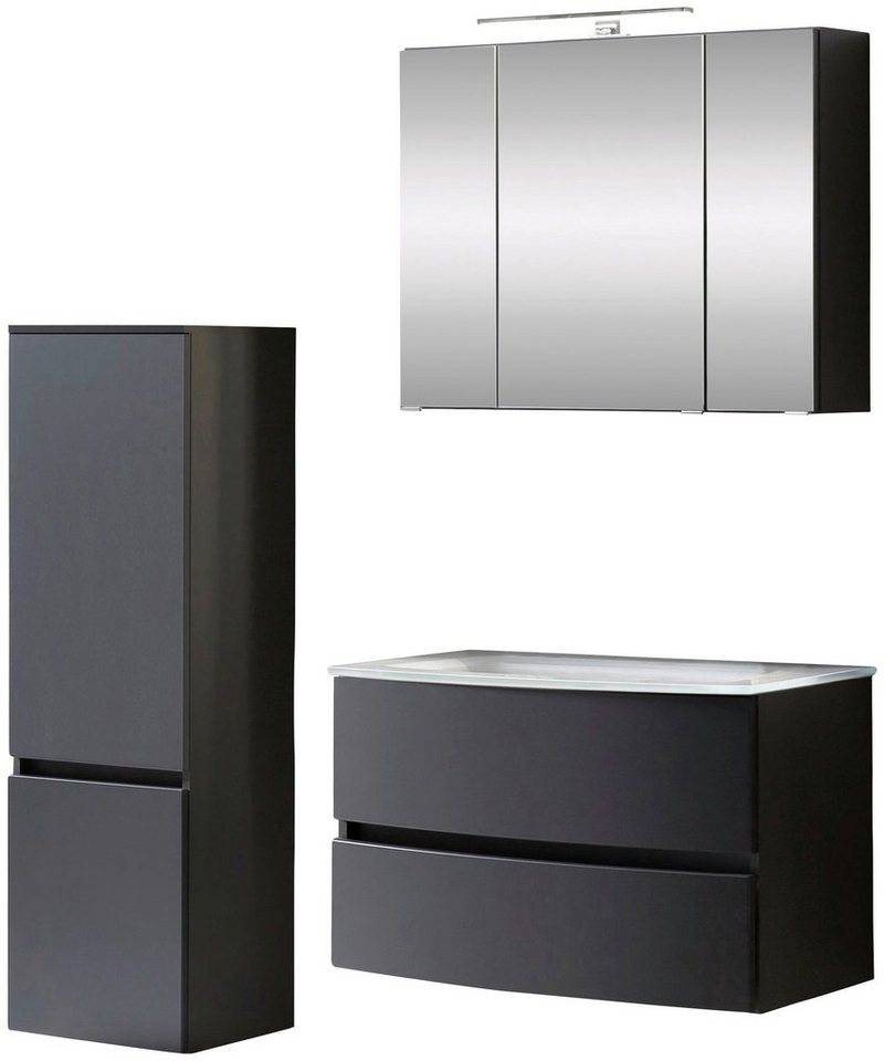 welltime Badezimmer-Set Kaunas, (Set, 3-St), bestehend aus Waschtisch-Set mit Midischrank, Breite 120 cm von welltime