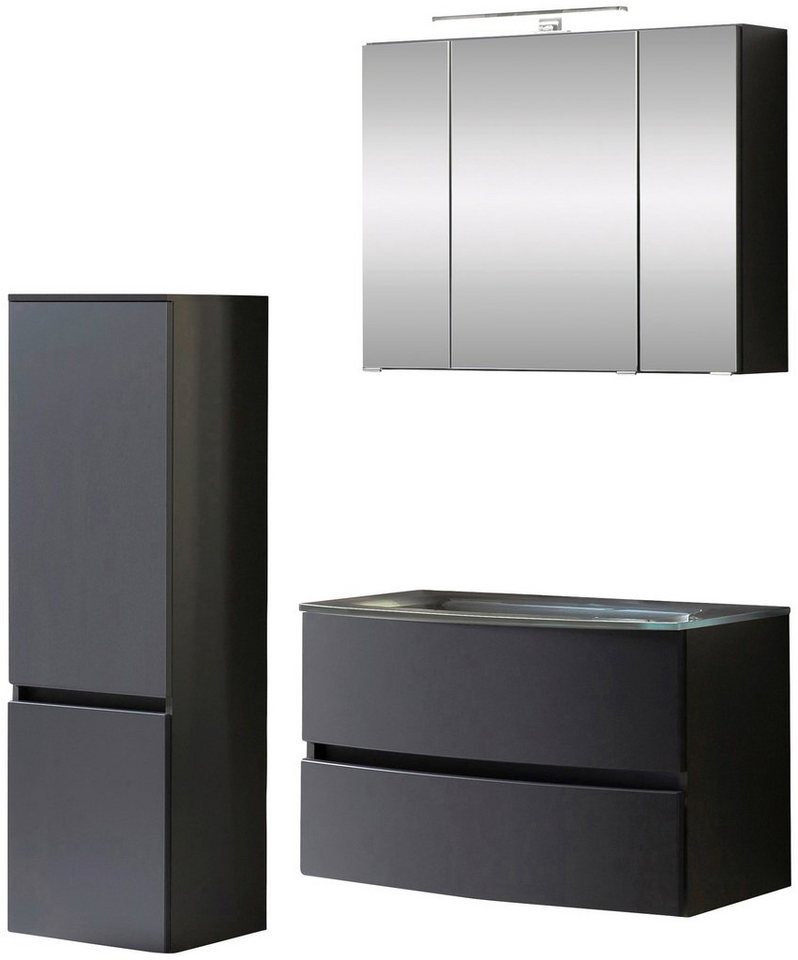welltime Badezimmer-Set Kaunas, (Set, 3-St), bestehend aus Waschtisch-Set mit Midischrank, Breite 120 cm von welltime
