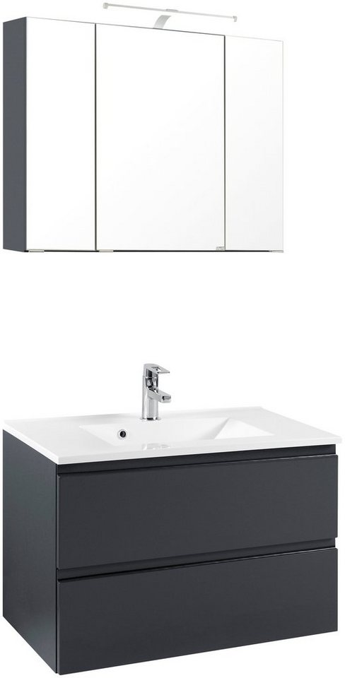 welltime Badmöbel-Set Cardiff, (2-St), Breite 80 cm, griffloses Design von welltime