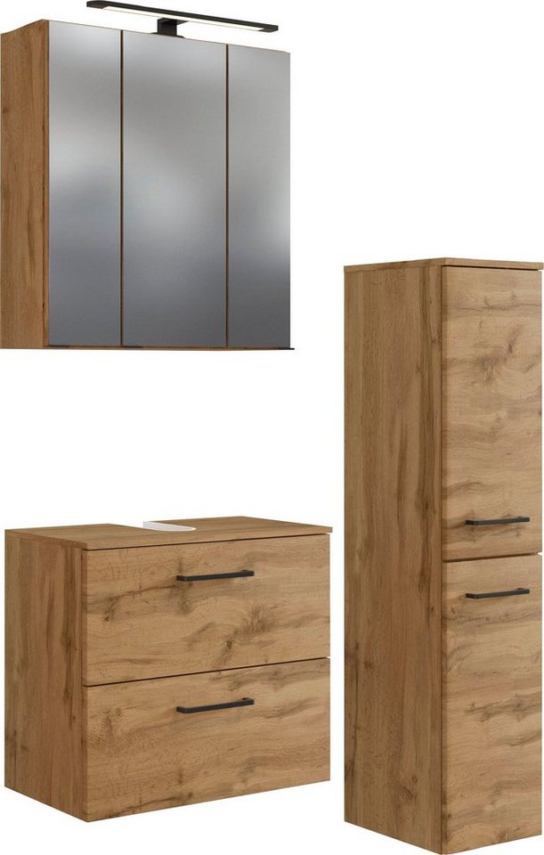 welltime Badmöbel-Set Chicago, (3-St., Spiegelschrank, Unterbeckenschrank, Midischrank) von welltime
