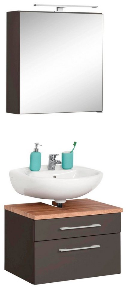 welltime Badmöbel-Set Davos, (2-St), Spiegelschrank und Waschbeckenunterschrank von welltime