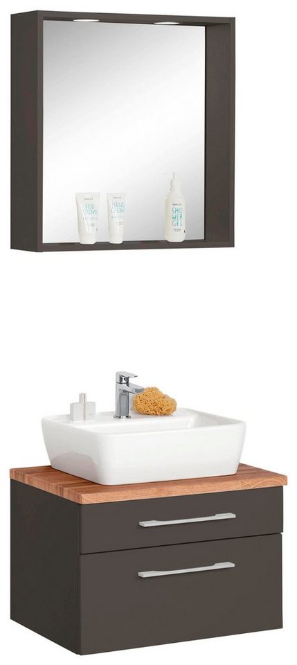 welltime Badmöbel-Set Davos, (2-St), mit rechteckigem Waschbecken von welltime