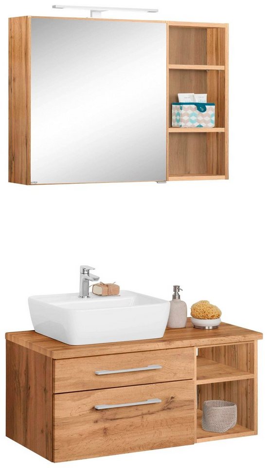 HELD MÖBEL Badmöbel-Set Davos, (3-St), Spiegelschrank, Regal und Waschtisch von HELD MÖBEL