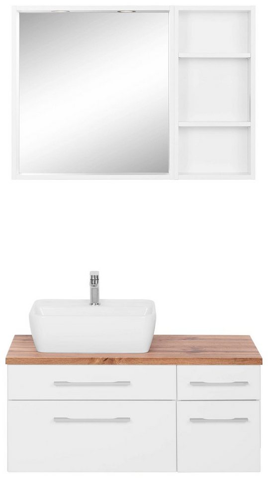 welltime Badmöbel-Set Davos, (3-St), mit 2 Touch-LED-Einbauleuchten von welltime