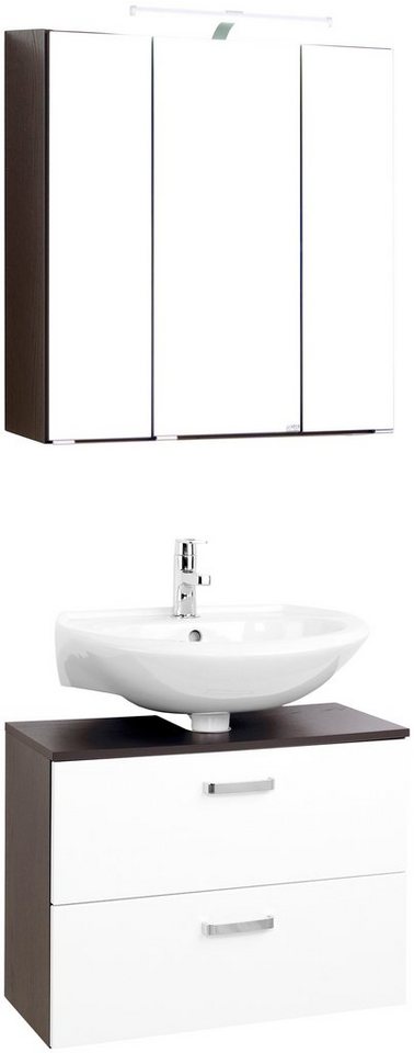 welltime Badmöbel-Set Dorina, (2-St), Breite 60 cm, Spiegelschrank mit LED-Aufbauleuchte, mit Schalter von welltime