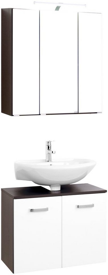 welltime Badmöbel-Set Dorina, (2-St), besteht aus Unterbeckenschrank und Spiegelschrank, Breite 70 cm von welltime