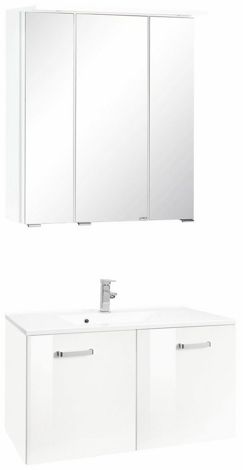 welltime Badmöbel-Set Ravenna, (2-St), Breite 70 cm, inklusive Bad-Spiegel von welltime