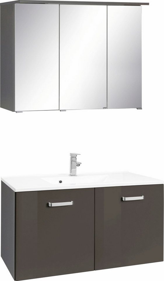 welltime Badmöbel-Set Ravenna, (2-St), Breite 90 cm, Spiegelschrank und Waschtisch von welltime