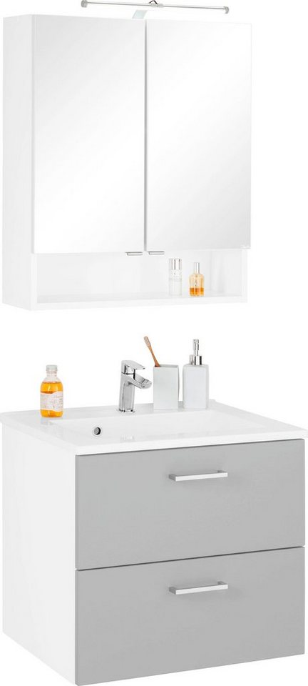 welltime Badmöbel-Set Ribera, (2-St), Spiegelschrank Breite 60 cm, Waschtisch von welltime