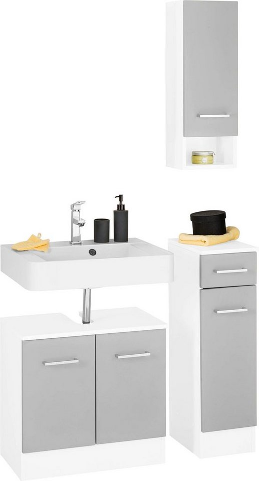 welltime Badmöbel-Set Ribera, (3-St), Waschplatz, Hängeschrank, Unterschrank von welltime