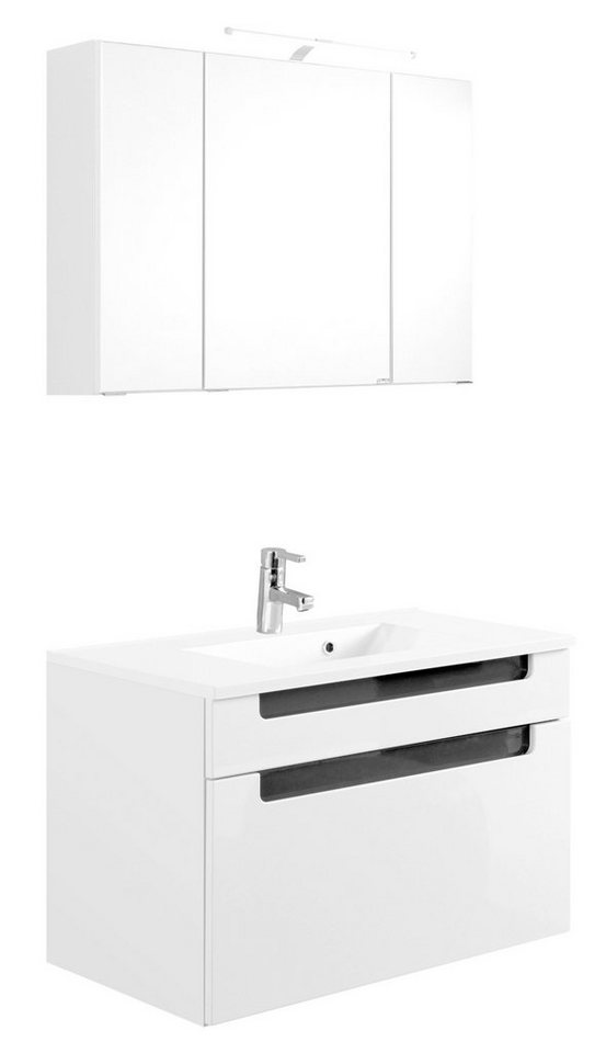 welltime Badmöbel-Set Siena, (2-St), Spiegelschrank inklusive LED-Beleuchtung, Breite 60 cm von welltime