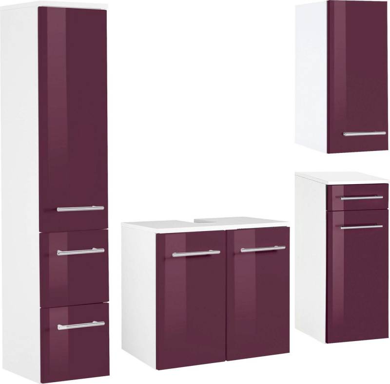 welltime Badmöbel-Set Venedig, (4-St), Waschbeckenunterschrank (Breite 50 cm), Hängeschrank, Unterschrank von welltime