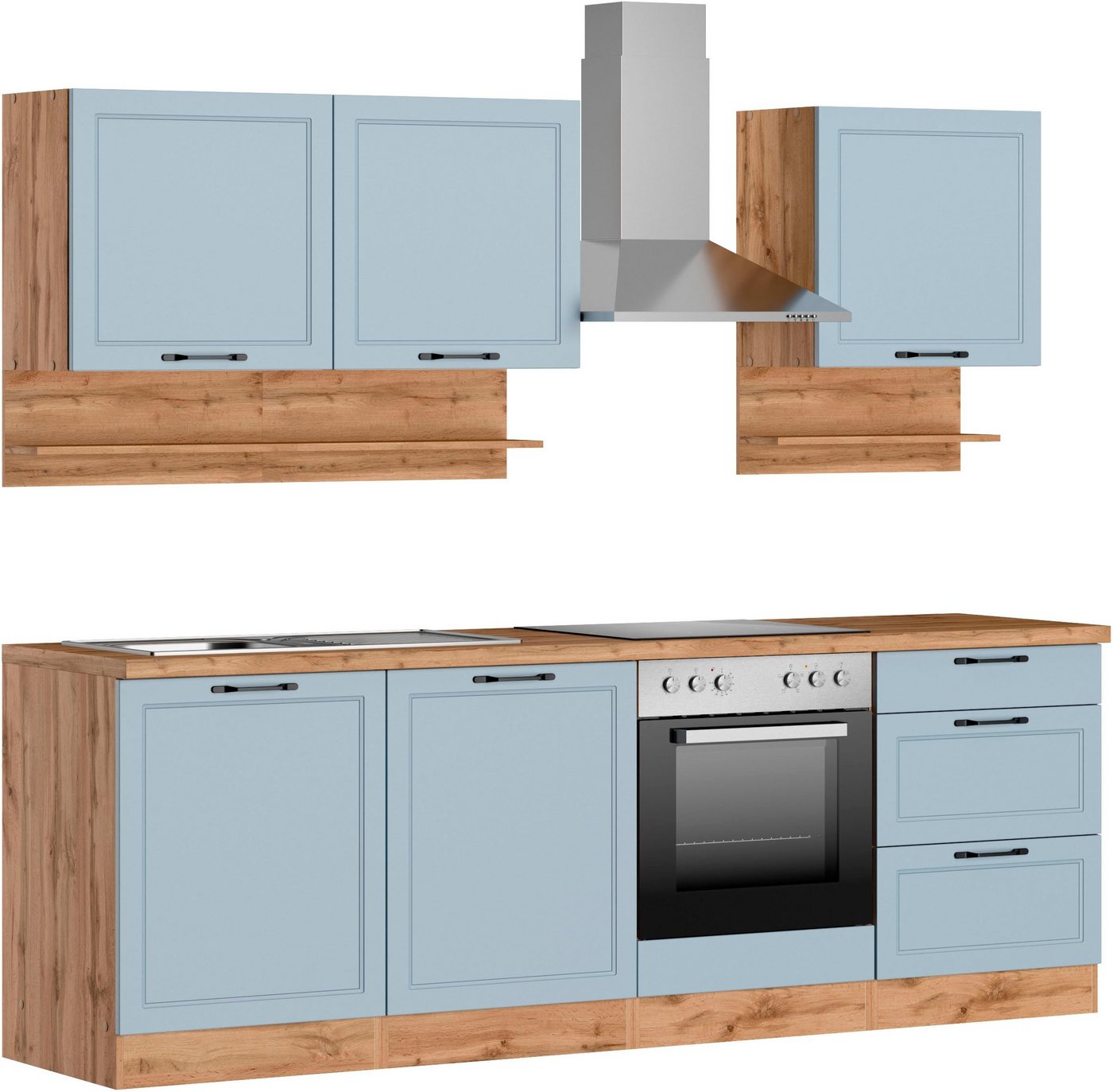 Kochstation Küche KS-Lana, 240 cm breit, wahlweise mit oder ohne E-Geräte von Kochstation